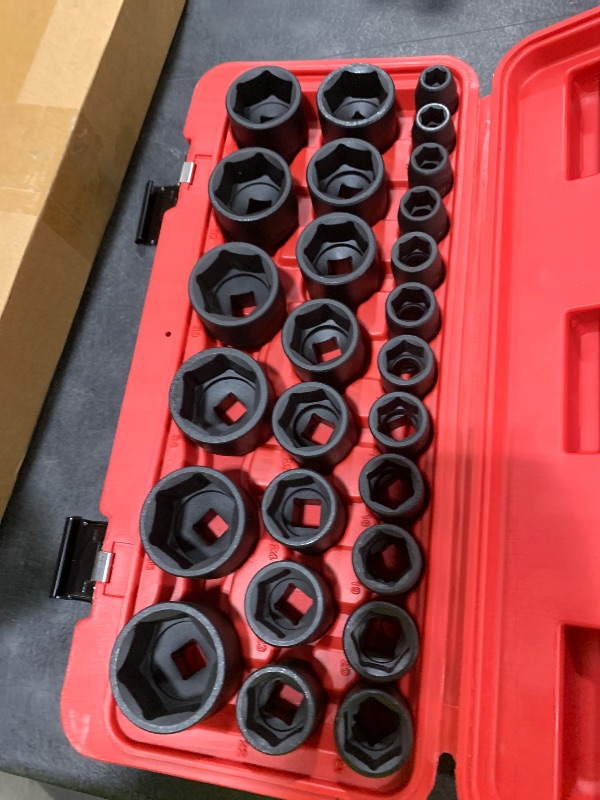 Photo 1 of Sunex 2645, 1/2 Inch Drive Impact Socket Set, 26-Piece, Metric, 10mm-36mm, Cr-Mo Alloy Steel, Radius Corner Design, Heavy Duty Storage Case