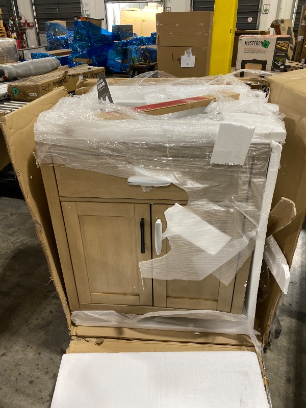 Photo 1 of OVE Decors Bailey 30-in Sahara Birch Undermount Single Sink Bathroom Vanity with White Quartz Top (Fully Assembled)