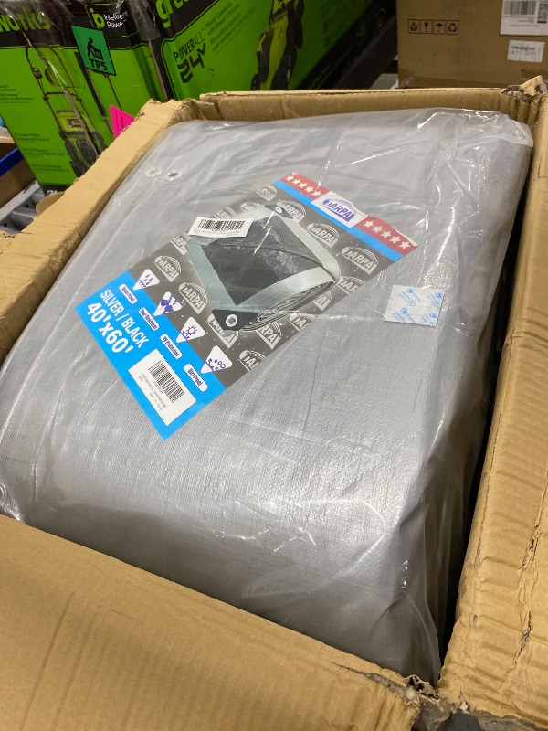 Photo 1 of TARPAL 40x60 Feet Tarps Silver 10.5Mil Multipurpose Protective Cover Heavy Duty Tarp Waterproof,Snow or UV Protection,Durable Reinforced Edges