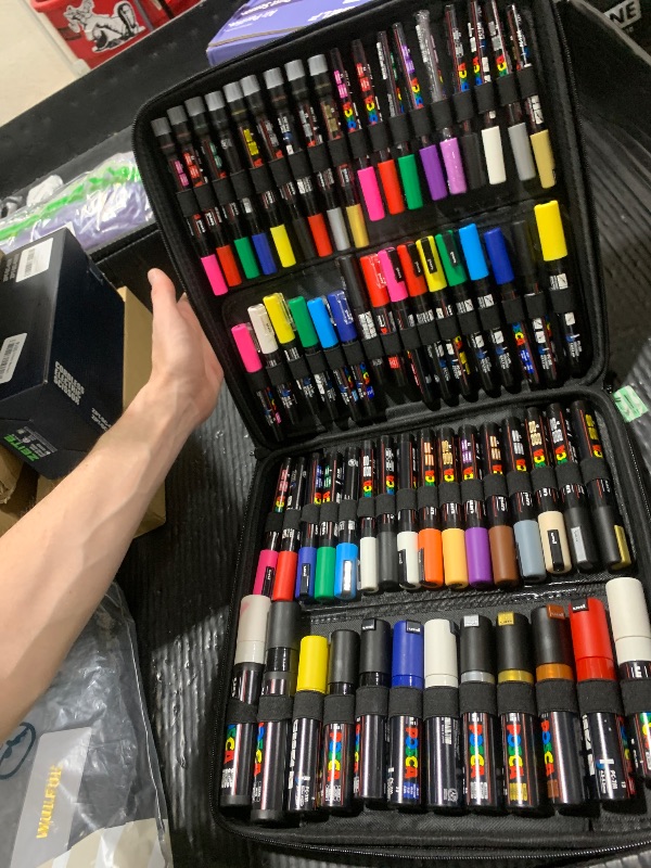 Photo 1 of Posca Exclusive Acrylic Paint Markers Gift Set of 62 with Case, Great for Kids and Adults, For Coloring Decorations, Canvas, Glass or Wood, Includes 350, 1MR, 1M, 3M, 5M, 7M, 8K, & 17K