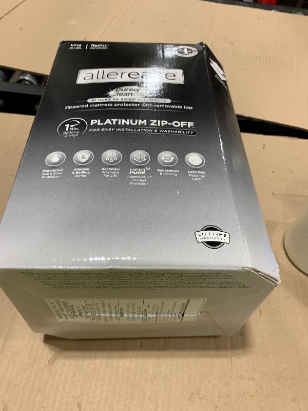 Photo 1 of AllerEase Platinum Zip-Off Top Waterproof Mattress Protector King 360 Degree Zipper Particle Barrier Temperature Balancing Luxurious Plush Top Separately Machine Washable Mattress Cover (White)