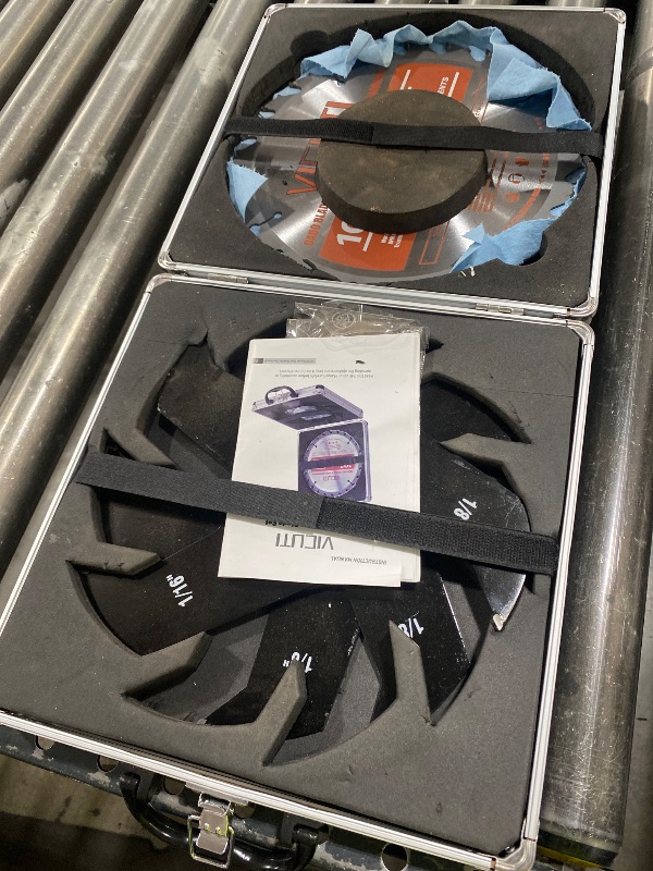 Photo 1 of Vicuti 10'' Stacking Dado Blade Set, Dado Blades for 10 Inch Table Saw 24-Tooth, Fine Finished Dados, Grooves, and Rabbets, 5/8-Inch Arbor, Grooves from 1/4" to 13/16" Inch, 23 Pieces