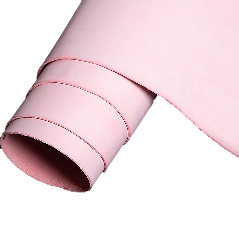 Photo 1 of Waxy Pull-up Leather?Natural Vegetable Tanned Cow Genuine Skin Sheets for Leathercraft (Sakura Pink;22x26cm)