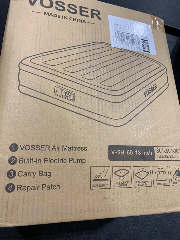 Photo 1 of VOSSER Air Mattress Queen with Built-in Pump, 18" Raised Inflatable Blow Up Mattress,Upgraded Heavy Duty Portable Air Bed for Home,Guests,Floor & Camping, Self Inflating Colchon Inflable for Adults