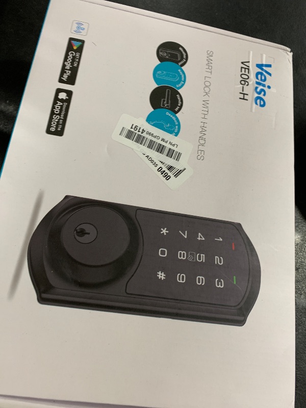 Photo 1 of Veise VE06-H Smart Front Door Lock Set, App Control, Keyless Entry Deadbolt with Lever Handle, Electronic Digital Touchscreen Keypad, Auto Lock, Easy Install, Matte Black