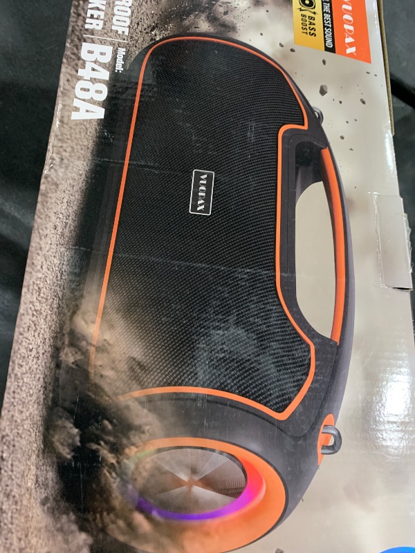 Photo 1 of VUOPAX Portable Bluetooth Speakers Wireless, 120W MAX Loud Outdoor Speaker with Deep Bass, IP65 Waterproof, BT5.4, USB-C, RGB Lights, for Party, Camping, Beach, Large Workshop, Garage, 24H Playtime