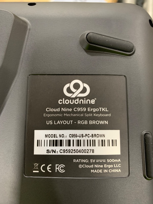 Photo 1 of Cloud Nine ErgoTKL Ergonomic Tenkeyless Mechanical Keyboard for PC – Kailh Brown – TKL RGB Backlit Ergo Split Key Board