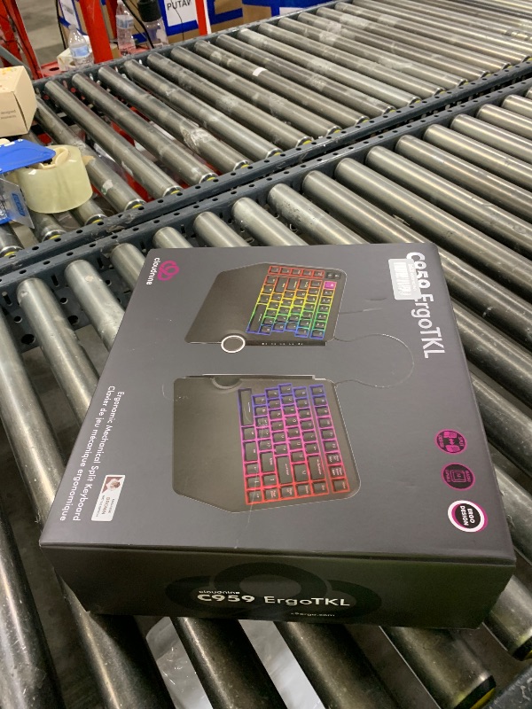 Photo 1 of Cloud Nine ErgoTKL Ergonomic Tenkeyless Mechanical Keyboard for PC – Kailh Brown – TKL RGB Backlit Ergo Split Key Board