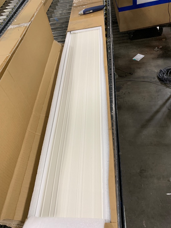Photo 1 of Art3d Slat Wall Panels, WPC Soundproof 3D Wall Paneling for Interior Wall Decor, TV Background, 8-Pack 96 x 6 in. Off-White