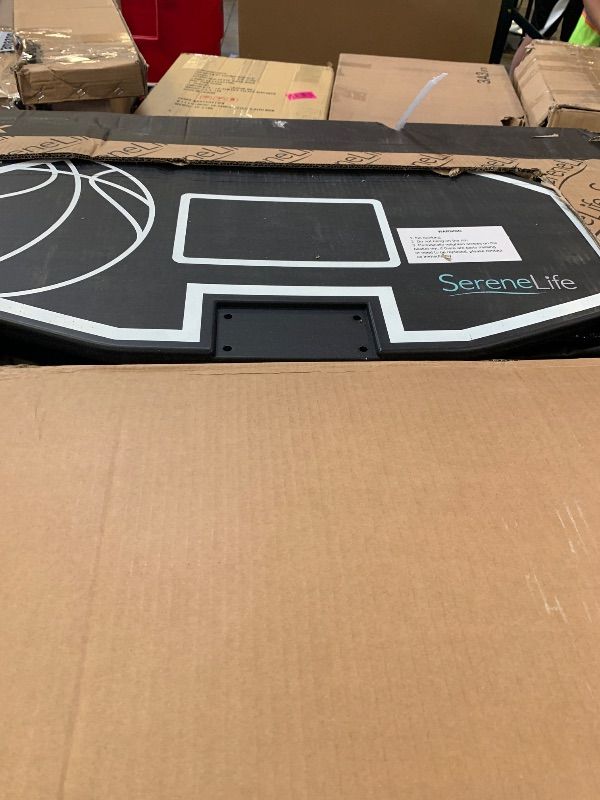 Photo 1 of SereneLife 10FT Outdoor Trampoline for Kids - Recreational Backyard Trampoline with Curved Safety Poles, Net Enclosure, Ladder & Basketball Hoop - Supports 330 lbs., 120 x 111 in