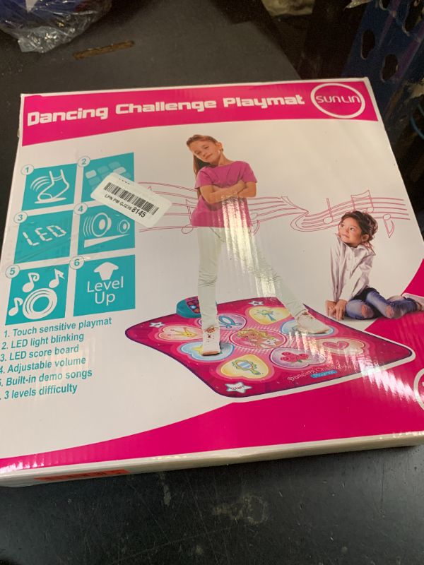Photo 1 of SUNLIN Dance Mat - Rhythm Step Play Mat - Dance Game Toy Pad with LED Lights, Gift for Kids Girls 3-8, Adjustable Volume, Built-in Music, 3 Challenge Levels