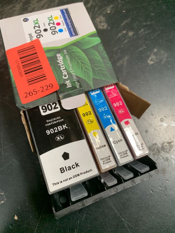Photo 1 of 902XL Ink Cartridges Compatible for HP 902 Ink Cartridges Combo Pack Work with HP Printer OfficeJet Pro 6978 6968 6960 6958 6970 6975 6950 Printer Ink Black Color Cyan Magenta Yellow 902 Ink (4 Pack)
