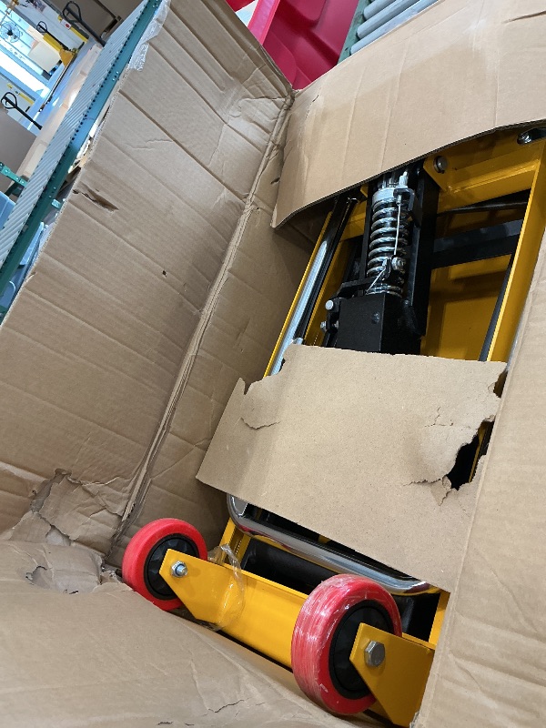 Photo 1 of Hydraulic Lift Table Cart, 330lbs Capacity 49.6'' Max Lift, Double Scissor Lift Table w/4 Wheels & Non-Slip Pad, Heavy Duty Hydraulic Platform Lift Cart for Warehouse, Shop, Garage Material Handling