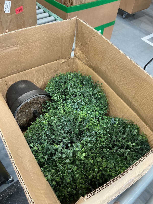 Photo 1 of Nearly Natural 36 in Artificial Triple Ball Boxwood Topiary Tree with Pot
For Indoor or Outdoor Use, Realistic Faux Greenery, Home Patio and Office Decor, Low-Maintenance