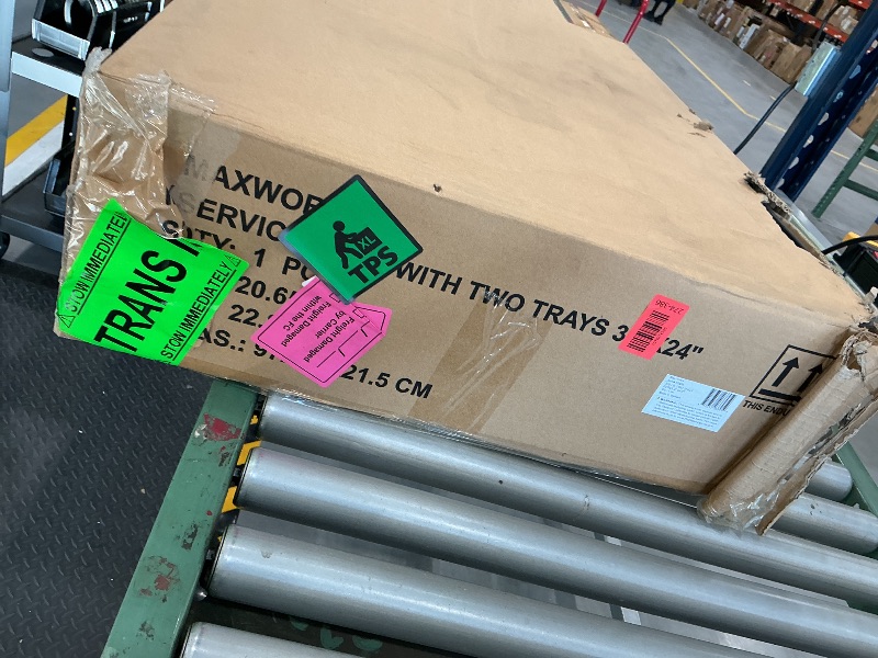 Photo 1 of MaxWorks 2?Tier Heavy?Duty Utility Service Cart 500 lb Capacity 46" x 25.5" x 33.5" with 5" Swivel Casters and Polypropylene Shelves for Garage Workshop Warehouse Office (80858)