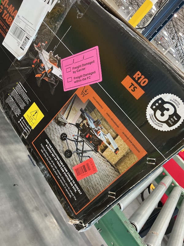 Photo 1 of Evolution R10TS 10" Jobsite Table Saw | Zero-Clearance Throat Plate | Dado Plate Included | 15A Motor | 26” Rip | 3-3/8” Cut | 0-45° Bevel | Precision Fence | Heavy Duty Portable Woodworking Saw