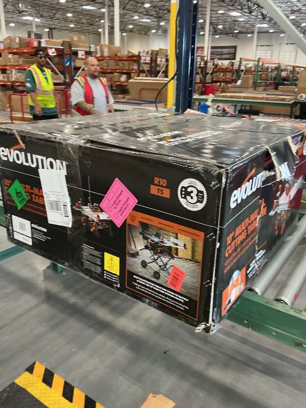 Photo 1 of Evolution R10TS 10" Jobsite Table Saw | Zero-Clearance Throat Plate | Dado Plate Included | 15A Motor | 26” Rip | 3-3/8” Cut | 0-45° Bevel | Precision Fence | Heavy Duty Portable Woodworking Saw