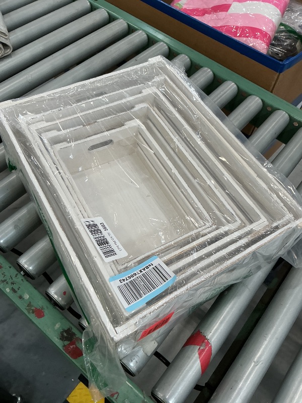 Photo 1 of CroBlissful 5 Pack Wooden Crates for Display Rustic Nesting Crates, White
