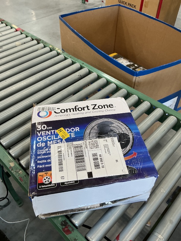 Photo 1 of Comfort Zone Oscillating Table Fan with Adjustable Tilt, Convenient Push Button Controls, Quiet, 12 inch, 3 Speed, Desk Fan, Airflow 7.25 ft/sec, Ideal for Home, Bedroom, Dorm & Office, CZ121BK