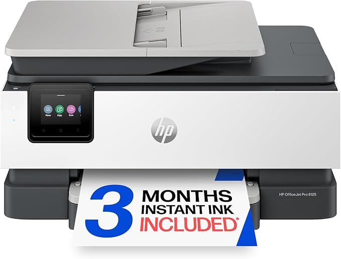 Photo 1 of HP OfficeJet Pro 8125 Wireless All-in-One Color Inkjet Printer, Print, Scan, Copy, ADF, Duplex Printing Best-for-Home Office, 3 Month Trial of Instant Ink Included, AI-Capable (C2VJ4A)