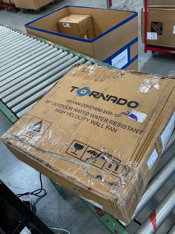 Photo 1 of Tornado 20 Inch Outdoor Rated IPX4 Water-Resistant High Velocity Fan Industrial Workstation Wall Mount Fan For Commercial, Industrial, Residential, Greenhouse Use 3 Speed 4750 CFM UL Safety Listed