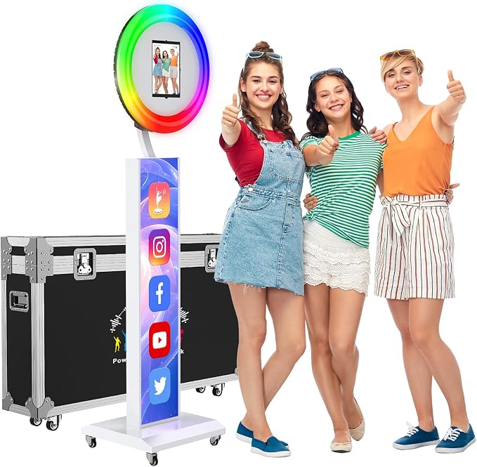 Photo 1 of JIYANG Portable Photo Booth Compatible with Any Ipad,Photo Booth Stand Shell with ChackTok PhotoBooth VIP 2 Month Member and Flight Case,Free Custom Logo,Perfect for Parties,Wedding and Events(White)