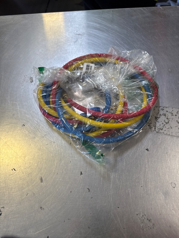 Photo 1 of 29985 1/4" HVAC Hose - 1/4" Refrigeration Hose with Compact Ball Valve, 4000 PSI, 60 Inch (5FT) Low Loss Refrigerant Hose for R410a, R134a, R22 - Red/Yellow/Blue (3 Pack)