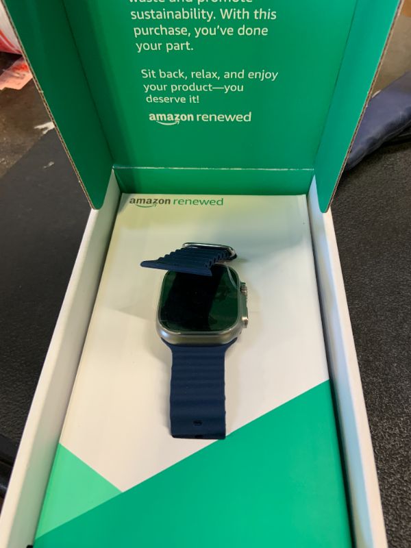 Photo 1 of Apple Watch Ultra 2 [GPS + Cellular, 49mm] - Titanium Case with Blue Ocean Band, One Size (Renewed Premium)