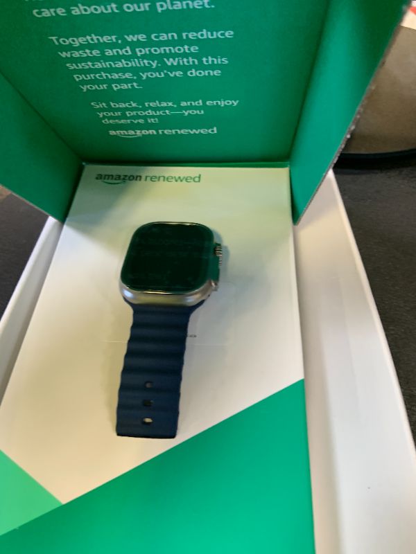 Photo 1 of Apple Watch Ultra 2 [GPS + Cellular, 49mm] - Titanium Case with Blue Ocean Band, One Size (Renewed Premium)