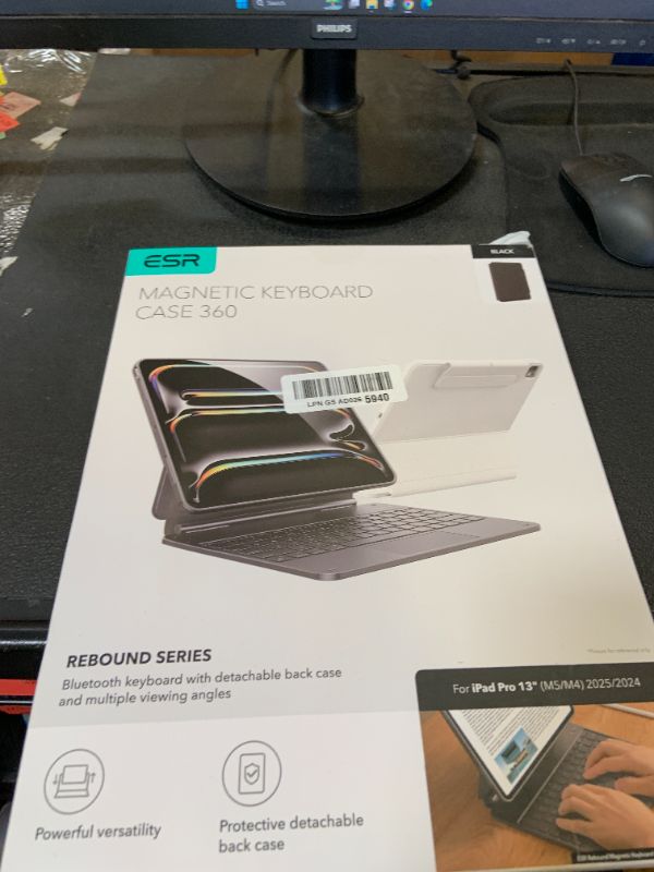 Photo 1 of ESR [Upgraded] iPad Pro 13 Inch Case with Keyboard (M5/M4, 2025/2024), iPad Pro 13 Keyboard Case with Magnetic Stand, Portrait/Raised Modes for iPad Pro 13, Removable, Rebound 360 Series, Black