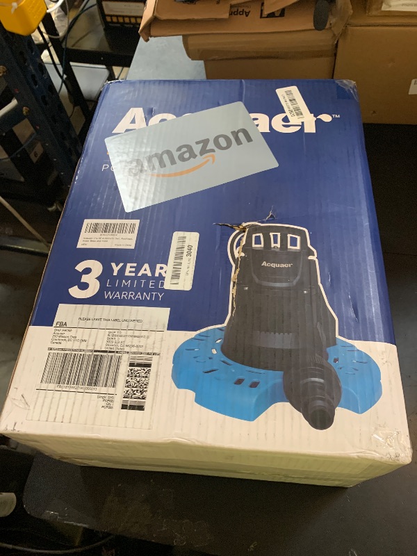 Photo 1 of Acquaer 1/4 HP Automatic Swimming Pool Cover Pump, 2250 GPH Submersible Sump Pump with 3/4” Check Valve Adapter & 25ft Power Cord, Water Removal for Pool, Hot Tubs, Rooftops, Water Beds and more