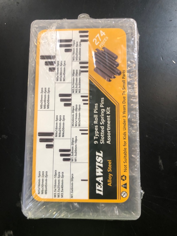 Photo 1 of 274 Pcs Roll Pin Set, Slotted Metric Roll Pins 65Mn Steel - M1.5 M2 M2.5 M3 M3.5 M4 M5 M6 M8 for Home Automotive Repair
