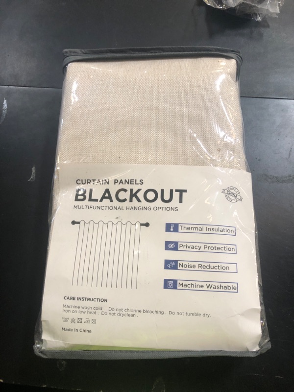 View 2 of 100% Blackout Shield Linen Blackout Sliding Door Curtains for Living Room, Back Tab/Rod Pocket Thermal Insulated Curtains for Sliding Glass Doors, 1 Panel Set, 100" W x 84" L, Cream