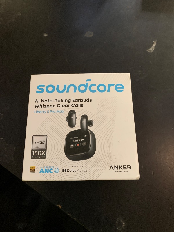 Photo 1 of Soundcore Anker Liberty 5 Pro Max Wireless Earbuds, AI Note-Taker(120 Free Mins/Mo, Membership for More) for in-Person Meetings, Whisper-Clear Calls, ANC, Smart Case, 5 Mins Charge = 4 Hrs Playtime