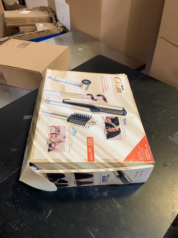Photo 1 of Shark Glam Ceramic & Powerful Air Styling & Drying System, with Silki Straightener & Shark Glossi Air Glosser, for Drying, Curling, Straightening & Glossing with Diffuser, HD6052S (Curly & Coily Hair)