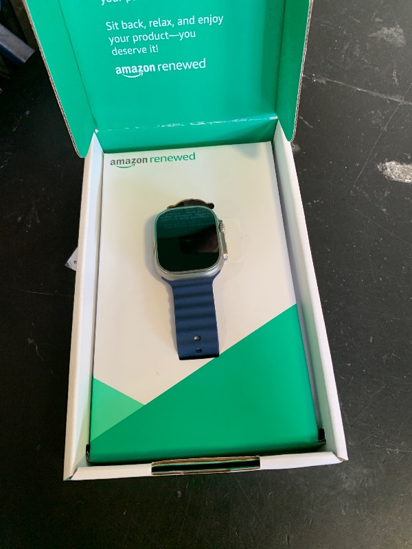 Photo 1 of Apple Watch Ultra 2 [GPS + Cellular, 49mm] - Titanium Case with Blue Ocean Band, One Size (Renewed Premium)