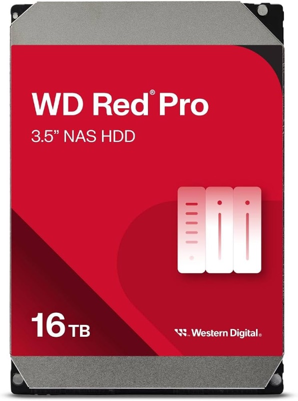 Photo 1 of Western Digital 16TB WD Red Pro NAS Internal Hard Drive HDD - 7200 RPM, SATA 6 Gb/s, CMR, 512 MB Cache, 3.5" - WD161KFGX