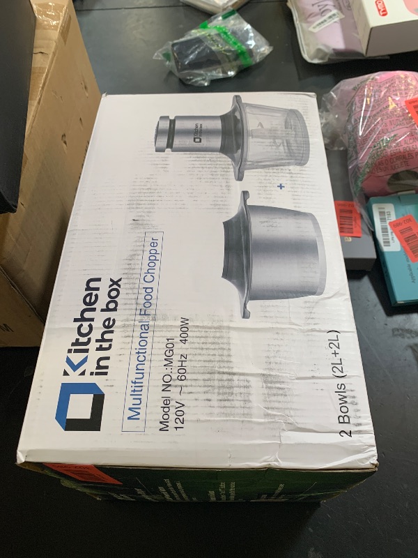 Photo 1 of Kitchen in the box Food Processor, Electric Meat Grinder & Food Chopper with 400W Powerful Veggie Chopper-2 Bowls?8 Cup+8 Cup? & 2 Bi-Level Blades for Meat/Fish/Vegetable/Baby Food?Sliver Button?