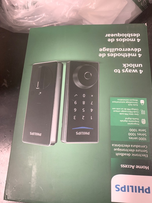 Photo 1 of Philips Fingerprint Electronic Door Lock, Keyless Entry Door Lock with Touchscreen, Long-Last Battery Life, Auto-Lock, One-Time Code, One-Touch Locking, Satin Nickel