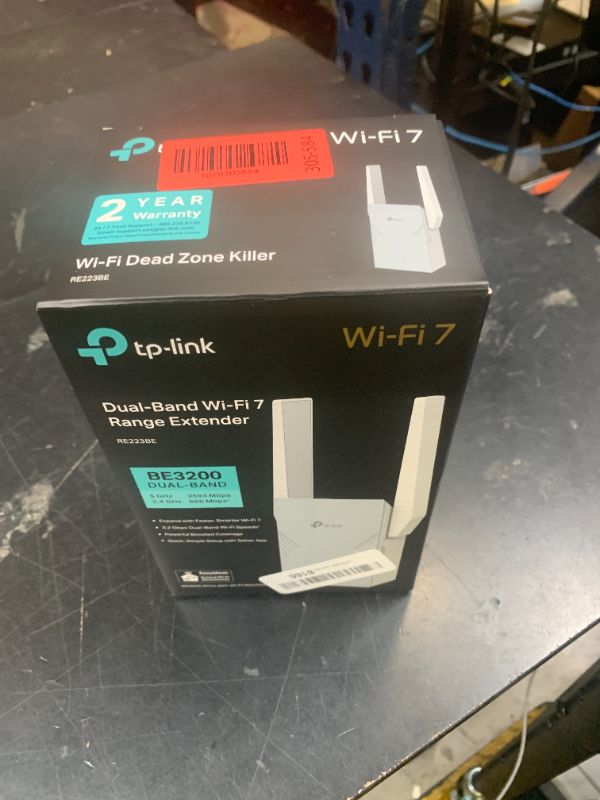 Photo 1 of TP-Link BE3200 Wi-Fi 7 Range Extender RE223BE w/Ethernet Port | 3.2 Gbps Dual-Band Wireless Repeater | Internet Signal Booster for Home | Up to 2400 sq.ft, 64 Devices | MLO, EasyMesh | No 6 GHz Band
