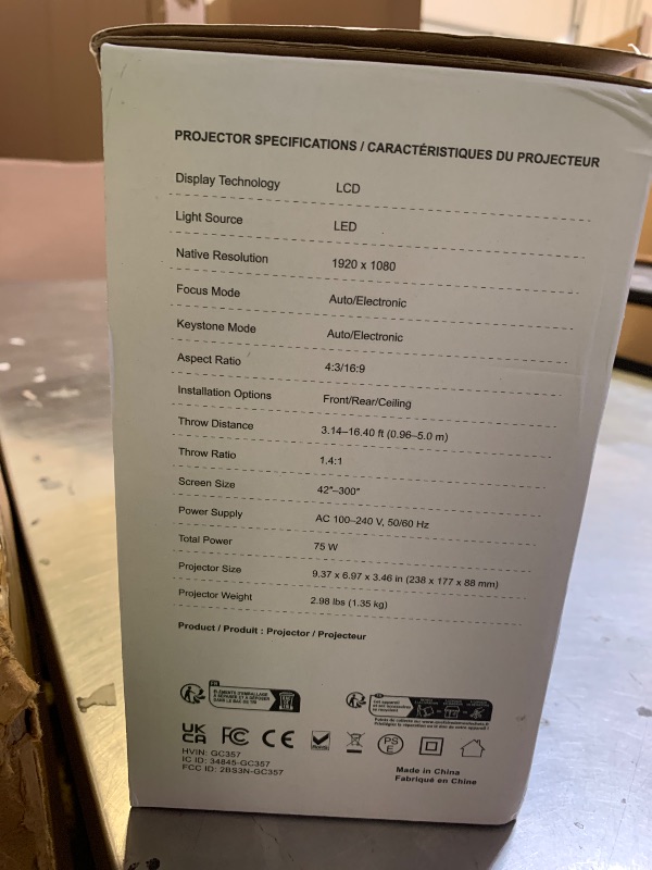 Photo 1 of Smart Projector with WiFi and Bluetooth, Proyector-4K Support Official Licensed Apps, 2000 ANSI/AI Auto Focus/50W Dolby/HDR10+/Quiet, Kogata Portable Indoor/Outdoor Movie Projector Ceiling