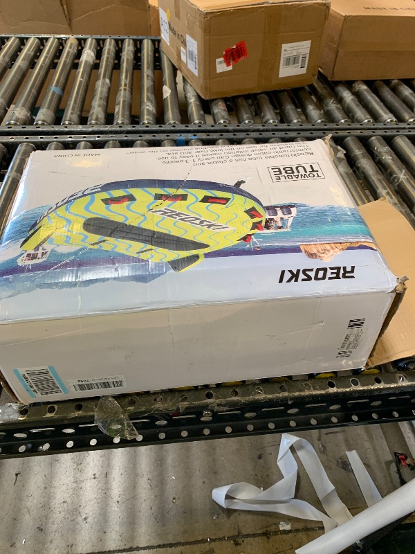 Photo 1 of REOSKI Towable Tubes for Boating 2-3 Person, Heavy Duty Boat Tubes and Towables, Inflatable Water Tubes for Boats to Pull with Fins, Drainage, Quick Connector, Large Capacity