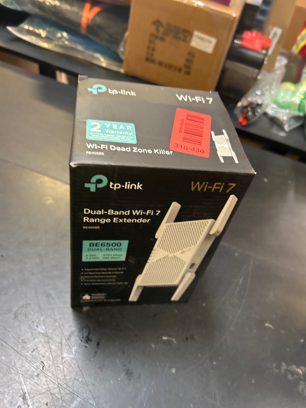 Photo 1 of TP-Link BE10000 Wi-Fi 7 Range Extender RE653BE | 10 Gbps Tri-Band Wireless Repeater | 2.5 Gbps Ethernet Port | Internet Signal Booster for Home | Up to 2800 sq.ft, 128 Devices | 6 GHz, MLO, EasyMesh
