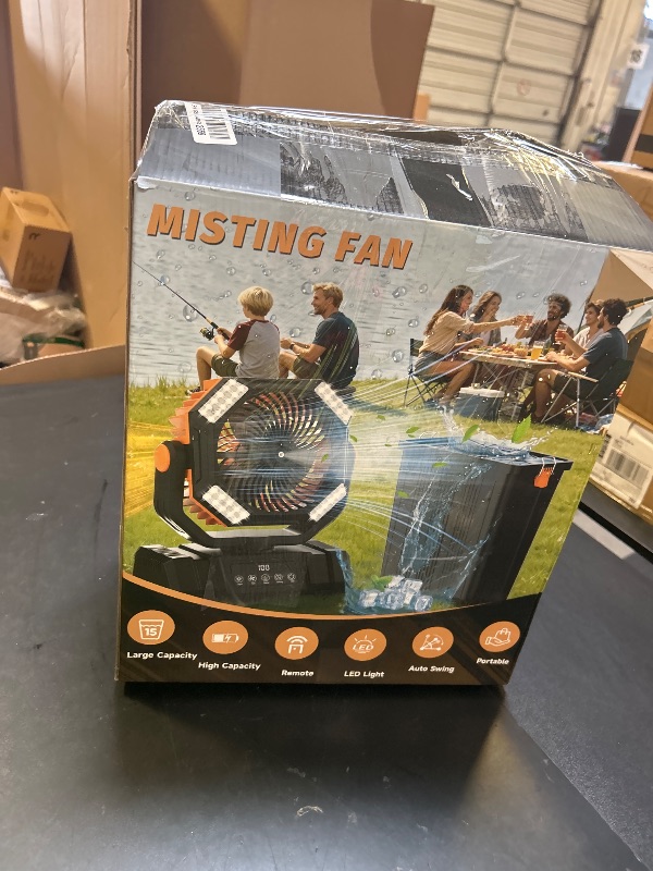 Photo 1 of Etholzon 40000mAh Misting Fans for Outside, 15L Large Tank Portable Misting Fan, Battery Powered Outdoor Mister Fan with Remote & LED Light, Wide 270° Coverage for Camping Patio Backyard