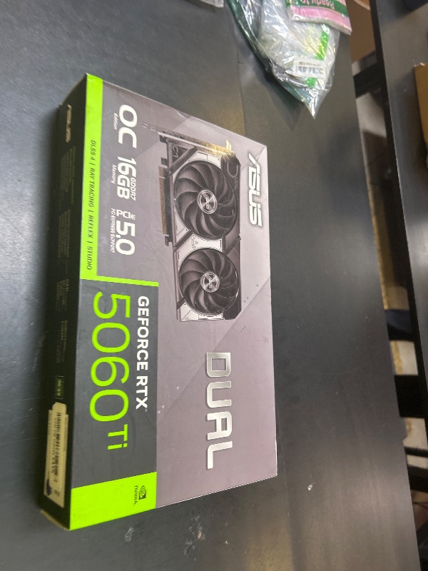 Photo 1 of ASUS Dual NVIDIA GeForce RTX 5060 Ti 16GB GDDR7 OC Edition Graphics Card, (PCIe 5.0, DLSS 4, HDMI 2.1b, DisplayPort 2.1b, 2.5-Slot, Axial-tech Fan, 0dB Technology), 3 Year Warranty