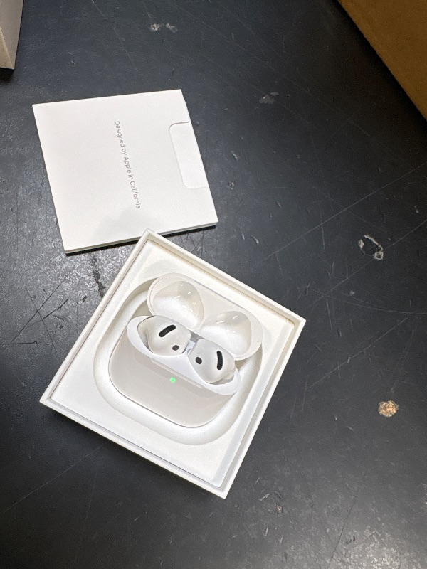 Photo 1 of Apple AirPods 4 Wireless Earbuds, Bluetooth Headphones, Personalized Spatial Audio, Sweat and Water Resistant, USB-C Charging Case, H2 Chip, Up to 30 Hours of Battery Life, Effortless Setup for iPhone