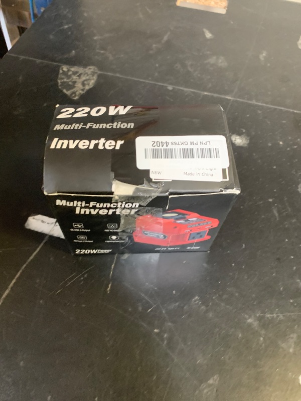 Photo 1 of 220W Azocek Power Inverter Compatible with Milwaukee 18V Battery, DC 18V to AC 110V Portable Power Station with 1 AC Outlet, 2 USB Ports & 1 Type-C Fast Charging, 400LM LED Work Light