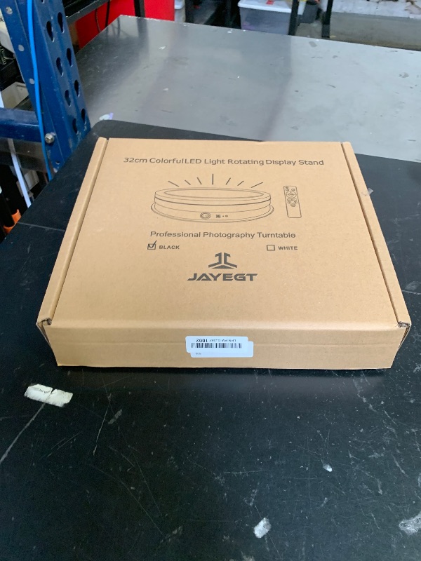 Photo 1 of JAYEGT Variety Colors LED Light Base Non-Slip Rotating Display Stand , 66Lbs Load,360 Photography Turntable for Products Shows, Glass Crystal Artwork, Jewelry,Remote control (12.6inch / 6Color LED Light / Black/Rechargeable)