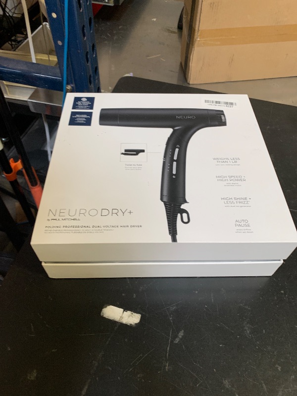 Photo 1 of Neuro by Paul Mitchell Dry+ Folding Professional Travel Hair Dryer with Auto Dual Voltage for Worldwide Use, Lightweight + Portable, Includes Storage Bag