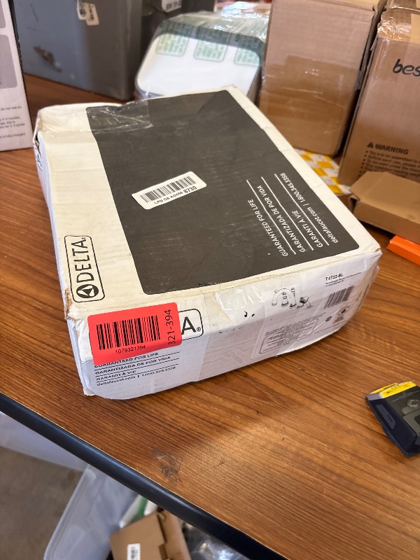Photo 1 of ** USED *** Delta Woodhurst Roman Tub Faucet with Hand Shower, Matte Black Deck Mount Bathtub Faucet, Matte Black T4732-BL (Valve Sold Separately)